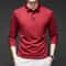 Mens Solid Polo Shirt Long Sleeve Business Casual Polo With Badge AntiWrinkle Breathable Shirt 0