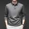 Mens Solid Polo Shirt Long Sleeve Business Casual Polo With Badge AntiWrinkle Breathable Shirt 4