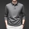 Mens Solid Polo Shirt Long Sleeve Business Casual Polo With Badge AntiWrinkle Breathable Shirt 4