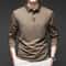Mens Solid Polo Shirt Long Sleeve Business Casual Polo With Badge AntiWrinkle Breathable Shirt 5