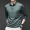 Mens Solid Polo Shirt Long Sleeve Business Casual Polo With Badge AntiWrinkle Breathable Shirt 6