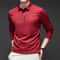 Mens Solid Polo Shirt Long Sleeve Business Casual Polo With Badge AntiWrinkle Breathable Shirt 9