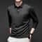 Mens Solid Polo Shirt Long Sleeve Business Casual Polo With Badge AntiWrinkle Breathable Shirt 10