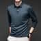 Mens Solid Polo Shirt Long Sleeve Business Casual Polo With Badge AntiWrinkle Breathable Shirt 11