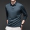 Mens Solid Polo Shirt Long Sleeve Business Casual Polo With Badge AntiWrinkle Breathable Shirt 11
