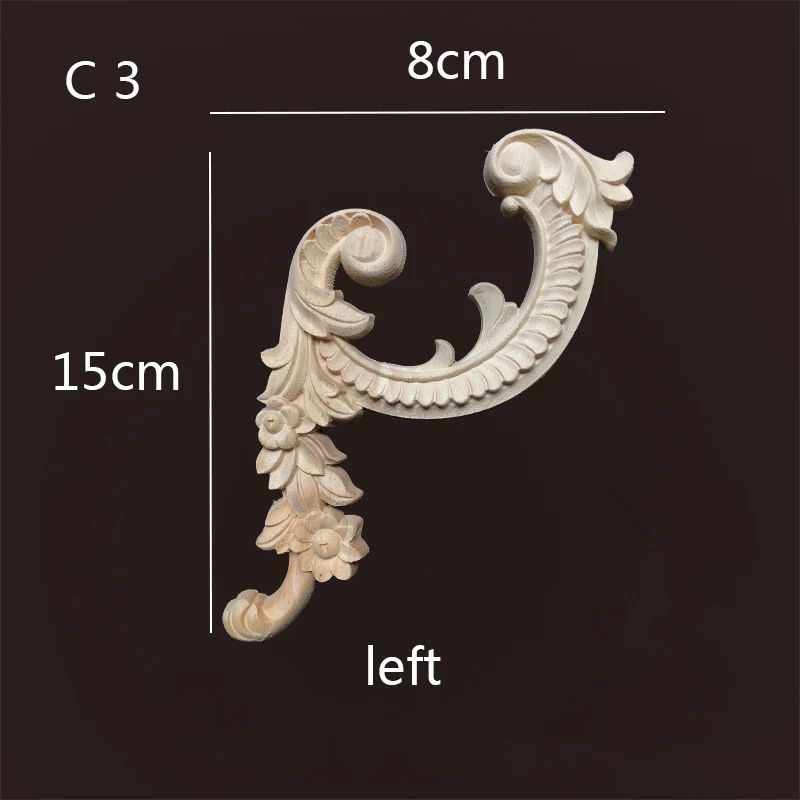 Wood Corner Appliques Carved Floral Wood Onlays For Furniture Wall Decor DIY Vintage Trim 13