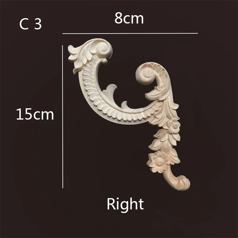 Wood Corner Appliques Carved Floral Wood Onlays For Furniture Wall Decor DIY Vintage Trim 14