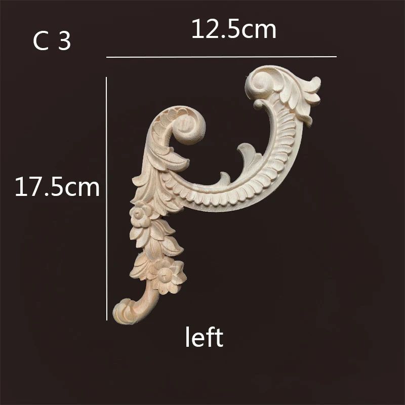 Wood Corner Appliques Carved Floral Wood Onlays For Furniture Wall Decor DIY Vintage Trim 19
