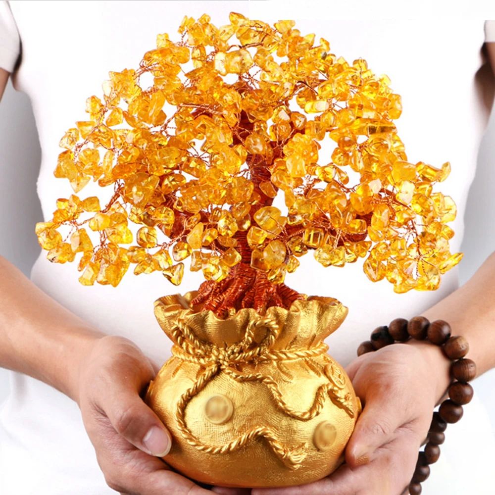 Natural Crystal Money Tree Citrine Fortune Tree Feng Shui Wealth Decor For Home Office 2