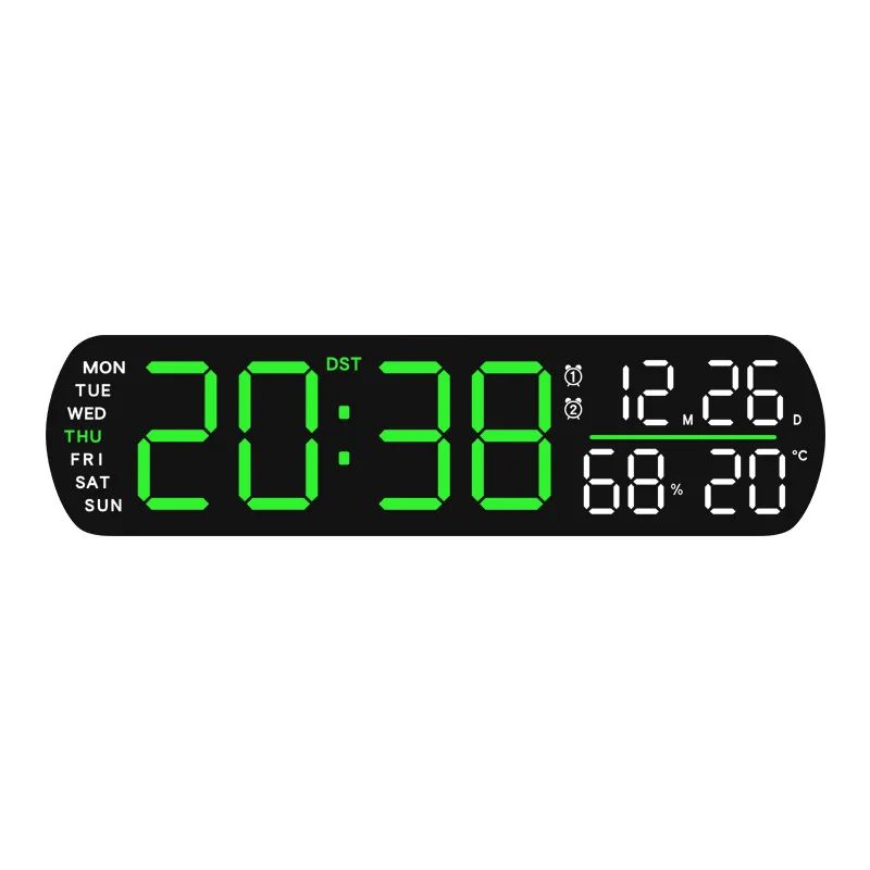 Digital Alarm Clock LED Display With Temperature Humidity Dual Alarm Snooze Auto Dimmable Table C 10