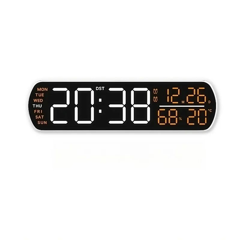 Digital Alarm Clock LED Display With Temperature Humidity Dual Alarm Snooze Auto Dimmable Table C 11