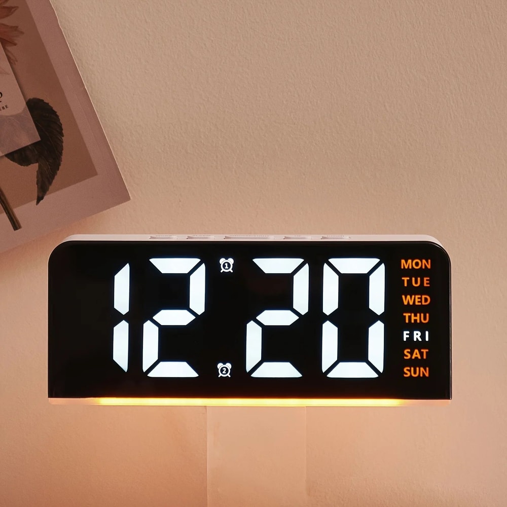 Digital LED Alarm Clock Modern Desktop Clock With Temperature Display Snooze Night Light 2