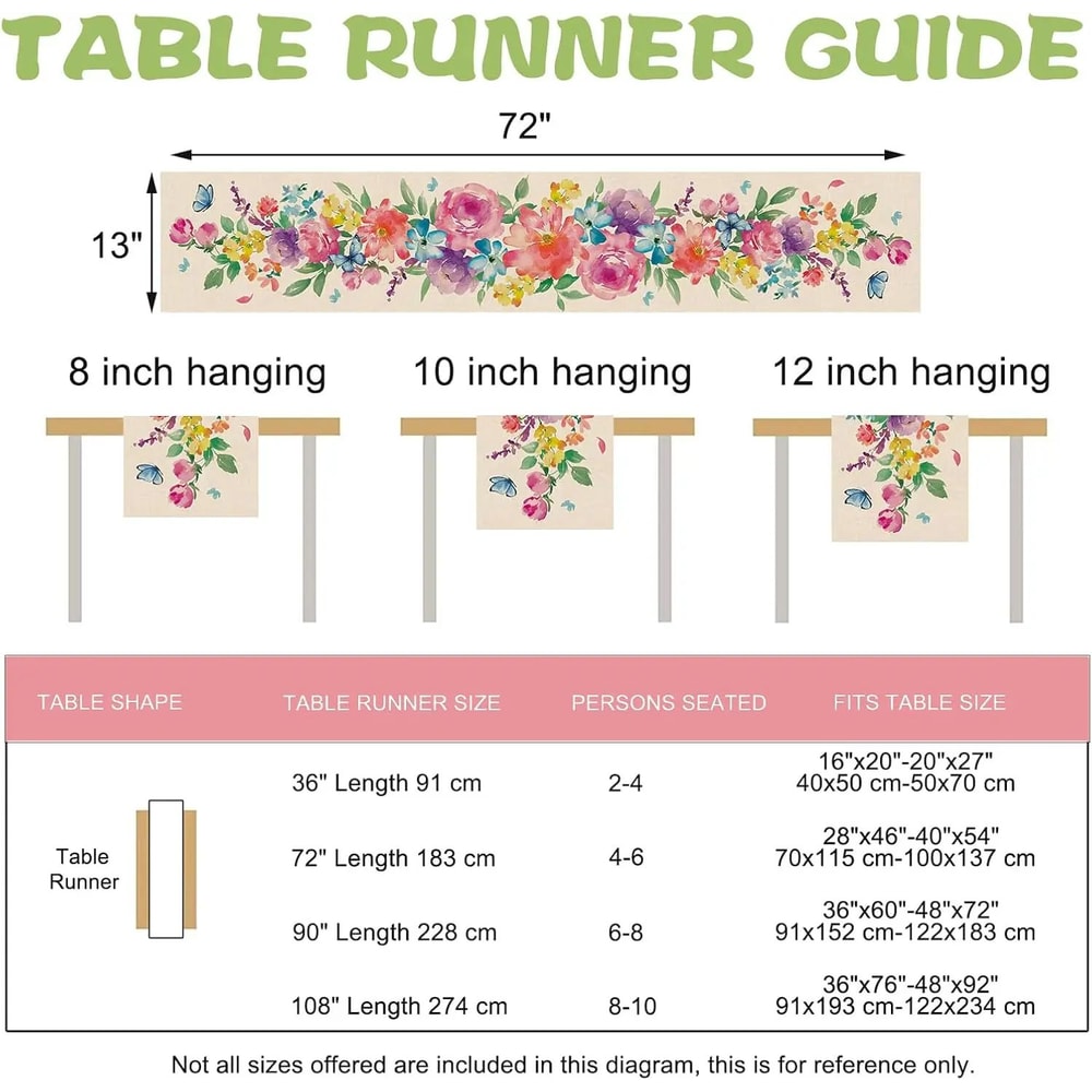 Floral Linen Table Runner Spring Watercolor Butterfly Table Runner For Dining Wedding Party Decor 4