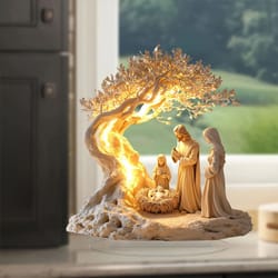 acrylic nativity ornament – 2d jesus birth scene tabletop decor tree of life family statue