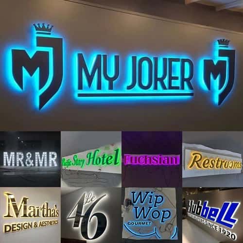 Custom Backlit Metal Logo Sign – Waterproof LED Business Wall Sign for Salon, Clinic & Auto Shop Branding