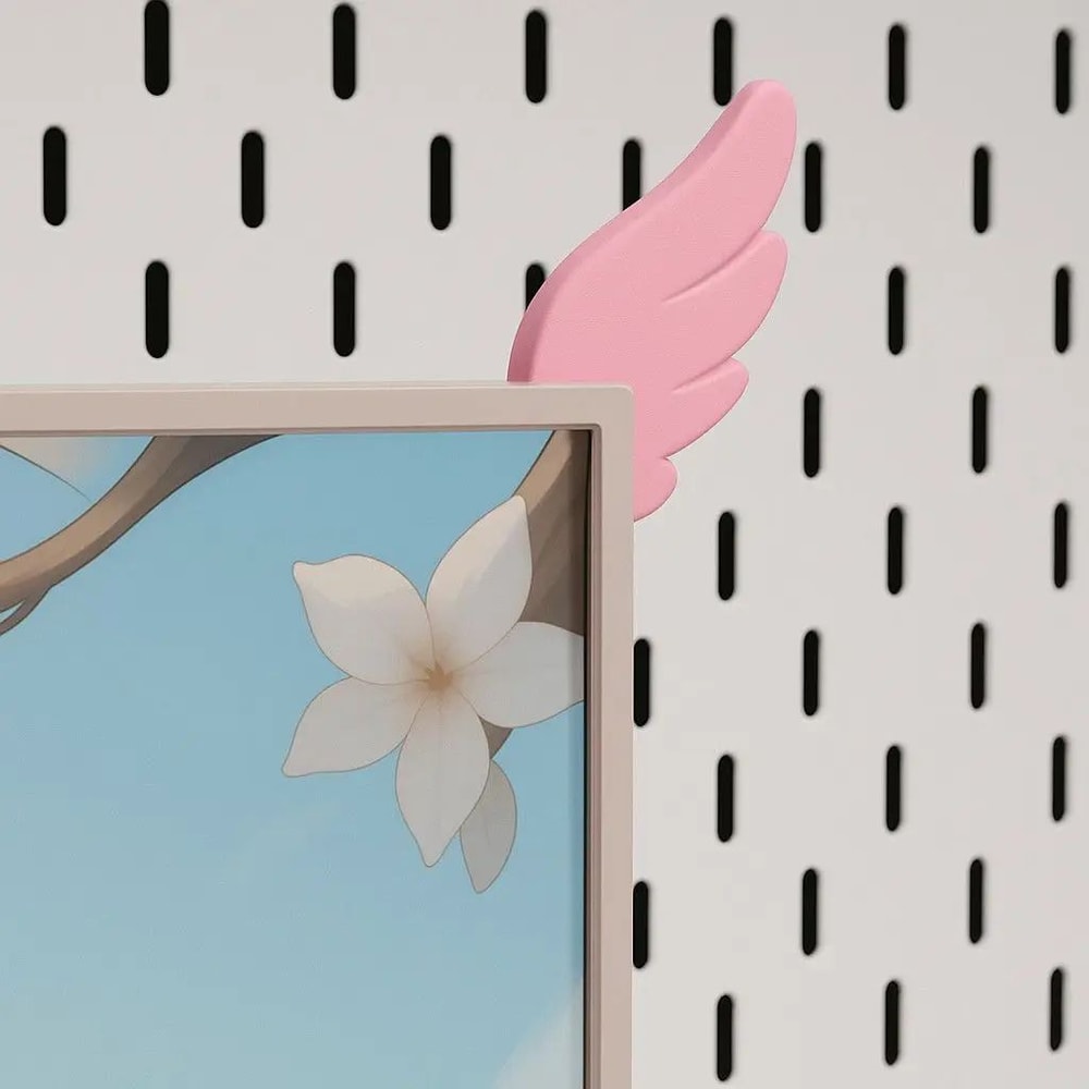 3D Printed Pink Wing Monitor Decor Cute ESports Screen Side Ornaments For Desk Setup Aesthetic 2