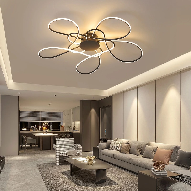 Modern LED Chandelier With Remote App Control ChromeGold Luxury Ceiling Light For Living Room Be 5