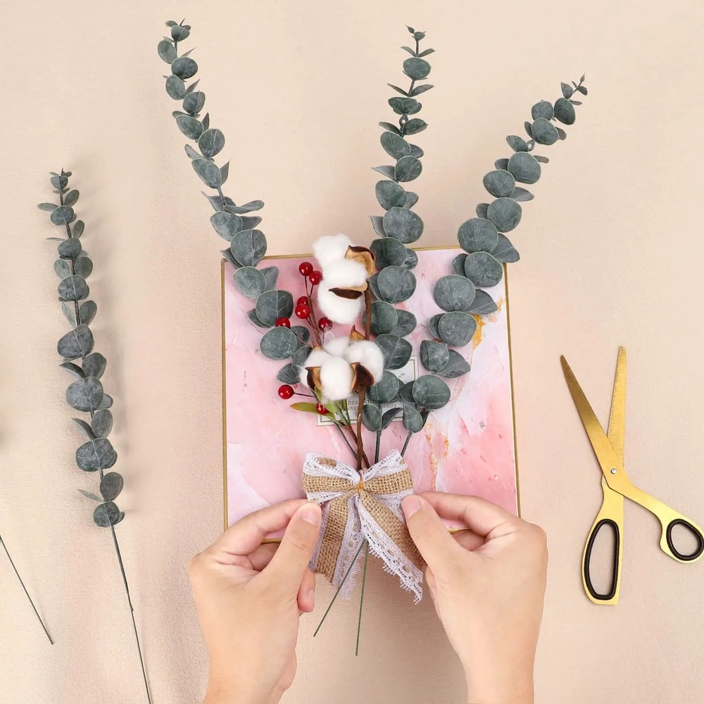 20pcs Artificial Eucalyptus Stems Realistic Greenery Branches For Wedding Christmas Home Decor 2