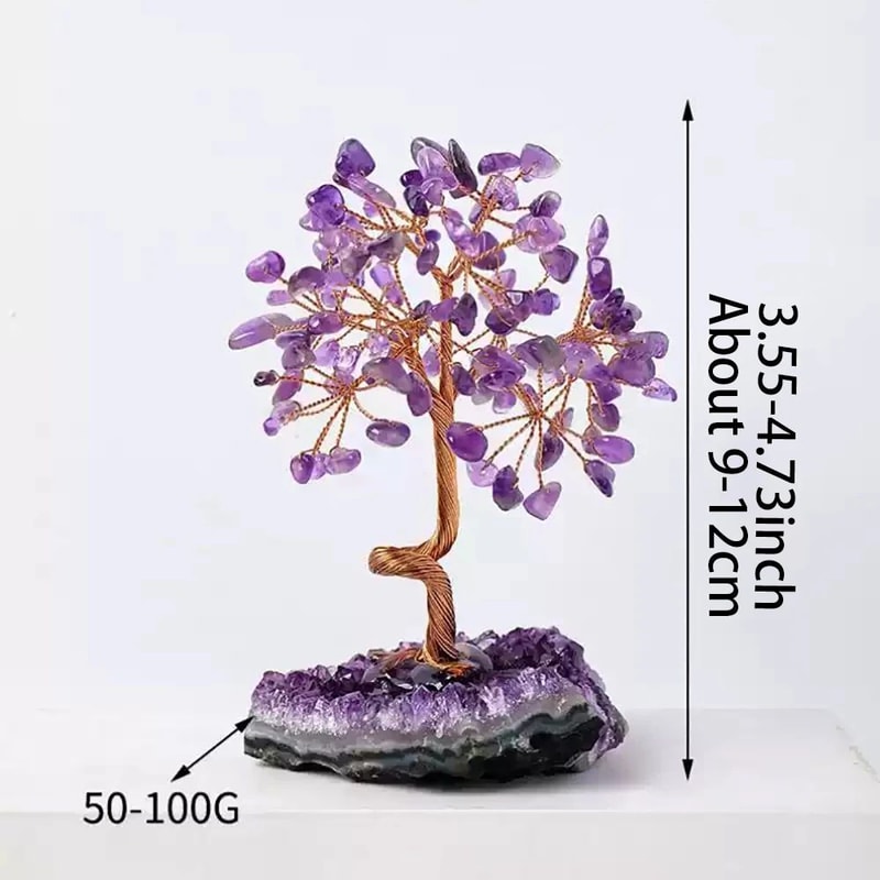 Amethyst Crystal Tree Decor Wire Wrapped Healing Stone Bonsai On Natural Gravel Base 5
