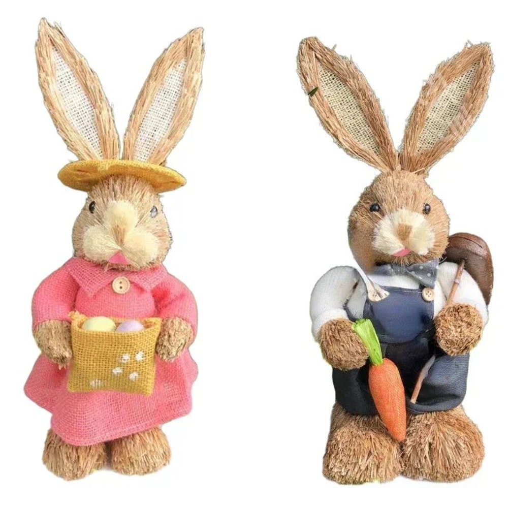Easter Bunny Cattail Decoration Cute Rabbit Figure Ornament For Home Holiday Decor 17