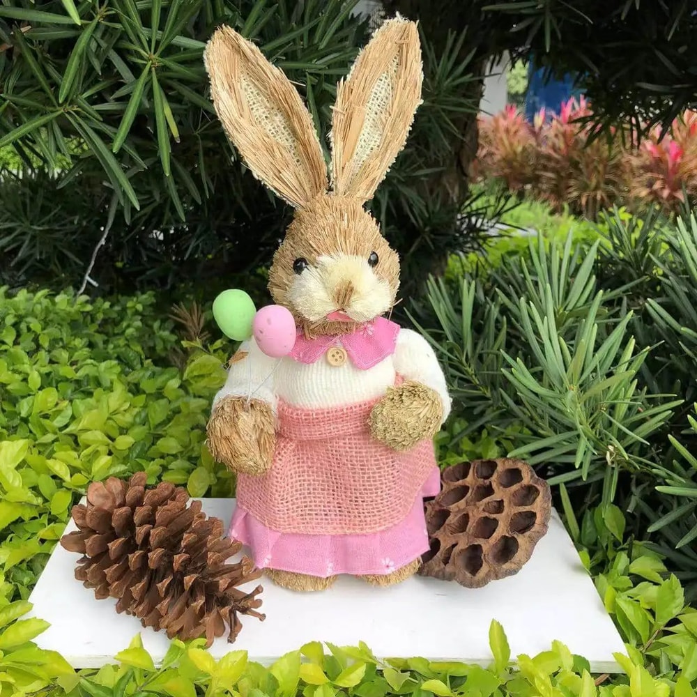 Easter Bunny Cattail Decoration Cute Rabbit Figure Ornament For Home Holiday Decor 12