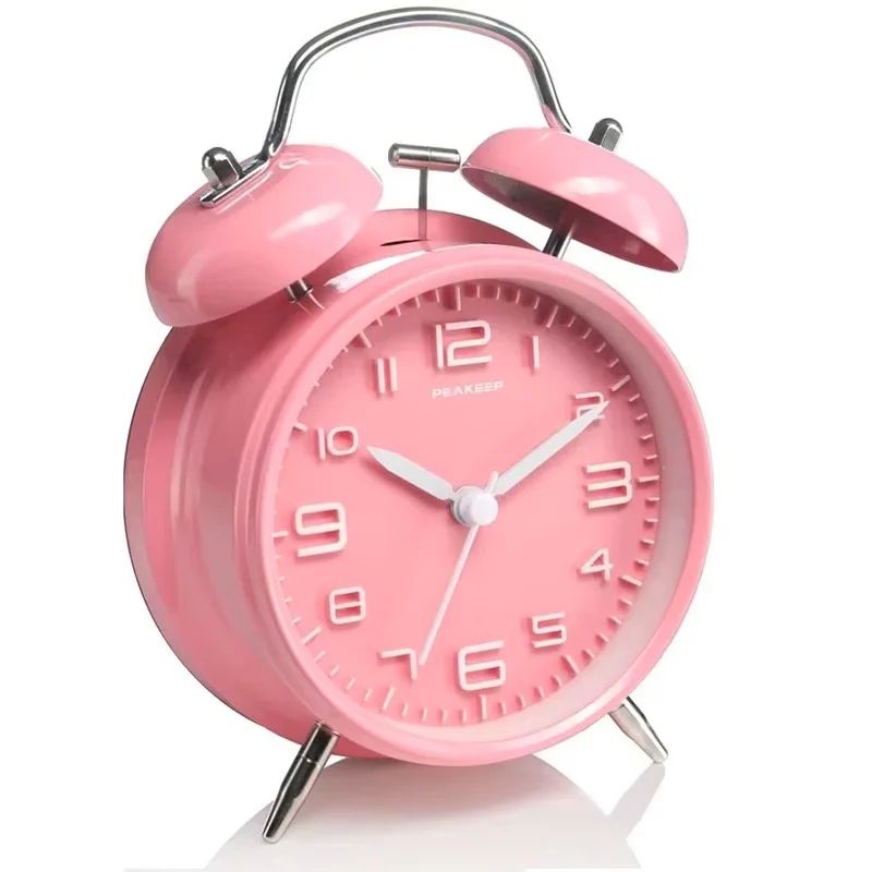 4Inch Twin Bell Loud Alarm Clock Metal Retro Desk Clock With Backlight For Heavy Sleepers 10
