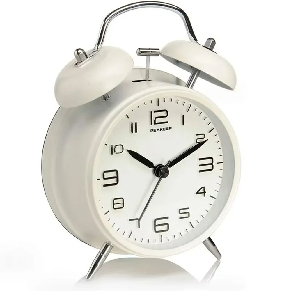 4Inch Twin Bell Loud Alarm Clock Metal Retro Desk Clock With Backlight For Heavy Sleepers 8