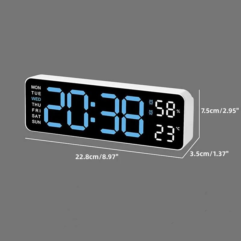 10Inch Smart LED Wall Clock With Thermometer Calendar USB Digital Desk Wall Clock With Dual Alar 7