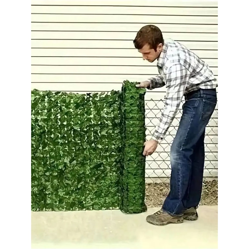 Artificial Ivy Privacy Fence Screen UV Resistant Green Wall Panel For Balcony Patio Garden Decor 6