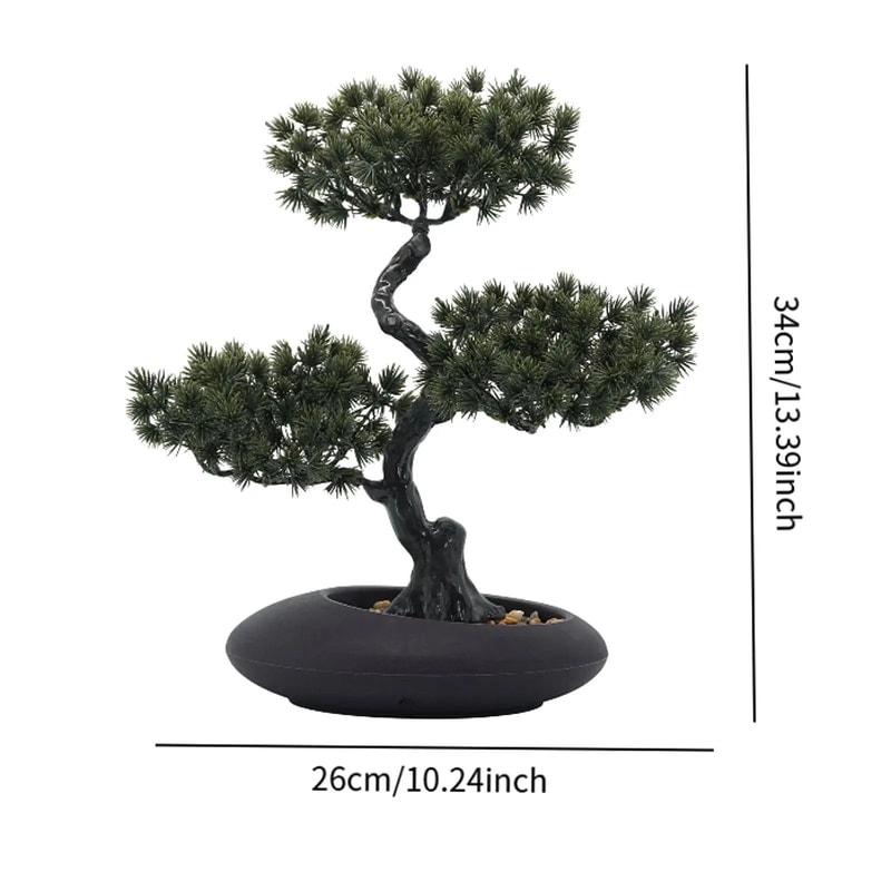 Artificial Japanese Pine Bonsai Tree Realistic Indoor Desk Plant For Home Office Decor 13