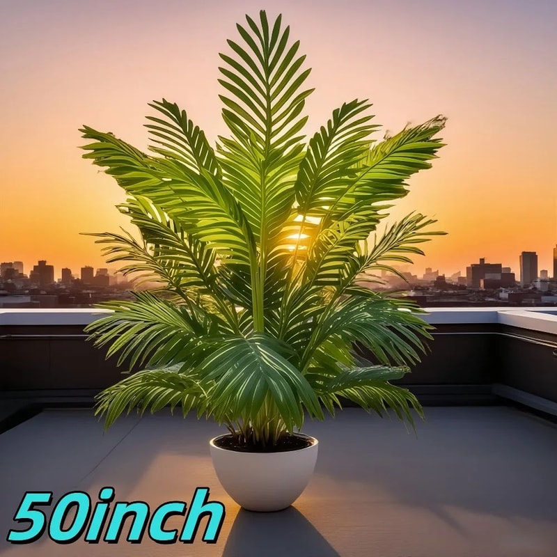 50Inch Artificial Palm Tree Realistic Tall Faux Plant For Indoor Outdoor Home Decor 4