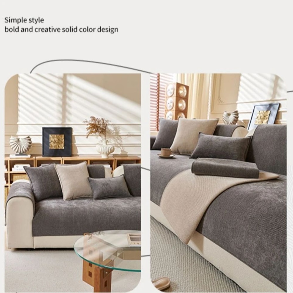 Minimalist Chenille Sofa Cover AntiSlip Twill Couch Slipcover For AllSeason Living Room Decor 3