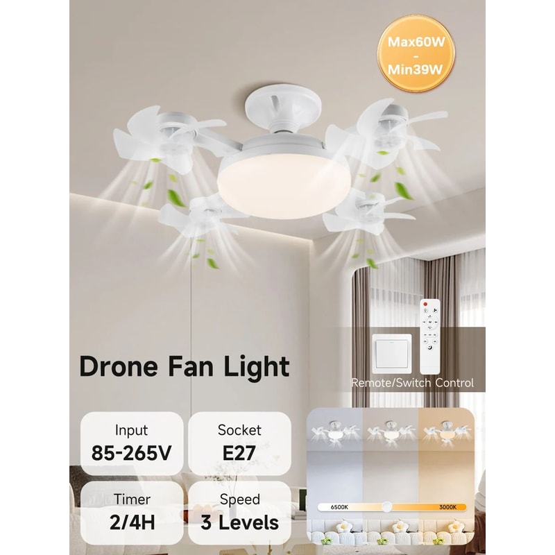 Modern LED Ceiling Fan Light E27 Remote Control 3Speed Adjustable Ceiling Fan With Dimmable Lighti 7