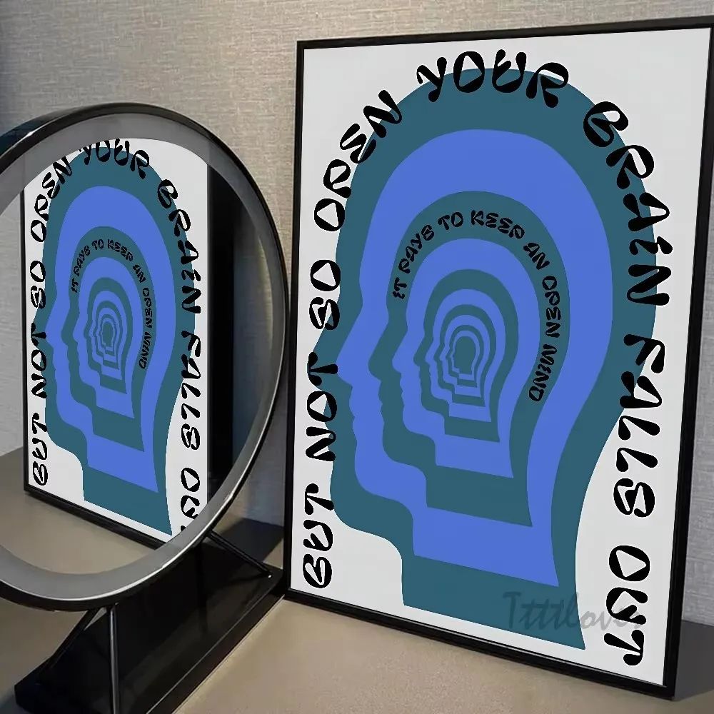 Modern Abstract Blue Waves Poster Open Your Mind Aesthetic Wall Art Print For Home Decor 25