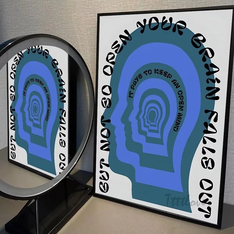 Modern Abstract Blue Waves Poster Open Your Mind Aesthetic Wall Art Print For Home Decor 25