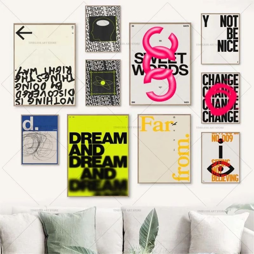 Modern Inspirational Quote Canvas Poster Retro Typography Wall Art For Home Decor 1