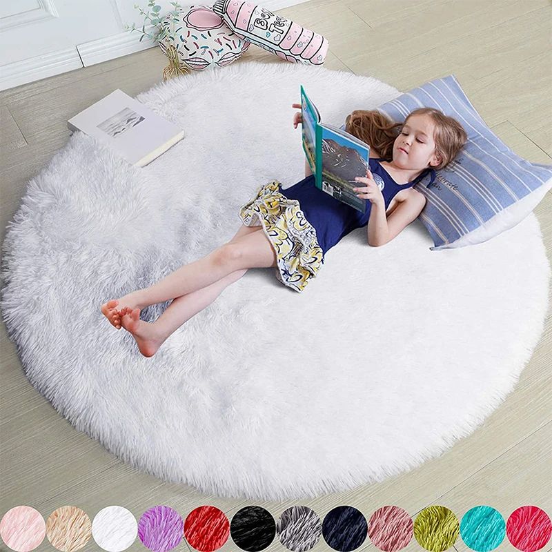 Fluffy Round Shaggy Area Rug Soft Plush Carpet For Bedroom Nursery Living Room 15