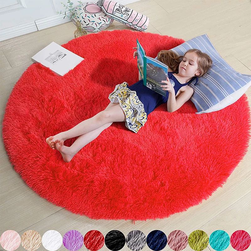 Fluffy Round Shaggy Area Rug Soft Plush Carpet For Bedroom Nursery Living Room 13
