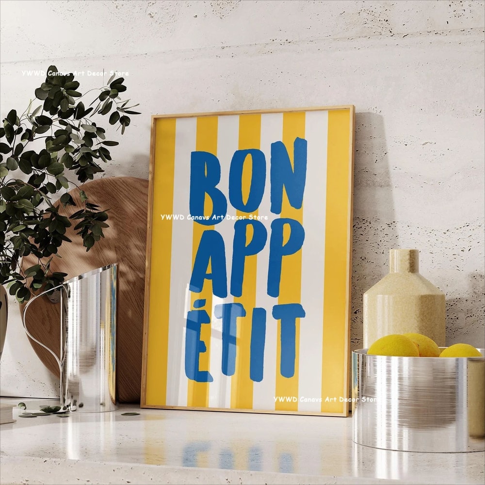 Bon Appetit Kitchen Canvas Poster Coffee Espresso Typography Wall Art For Dining Room Decor 19