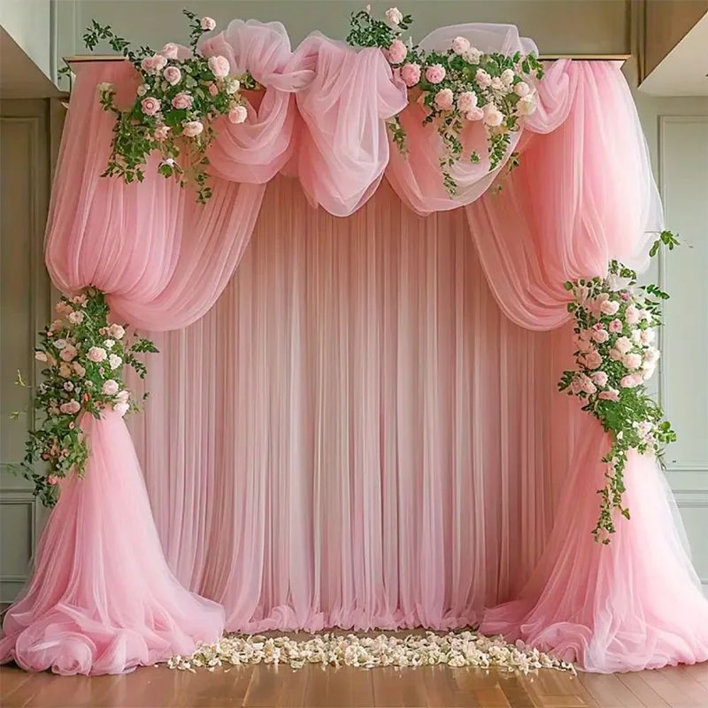 Sheer Gauze Table Runner Elegant Wedding Party Arch Draping Table Decor 7