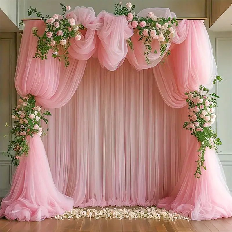 Sheer Gauze Table Runner Elegant Wedding Party Arch Draping Table Decor 7