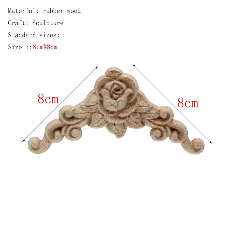 Vintage Floral Wood Carved Appliques Natural Oak Decorative Furniture Wall Trim Ornament 9