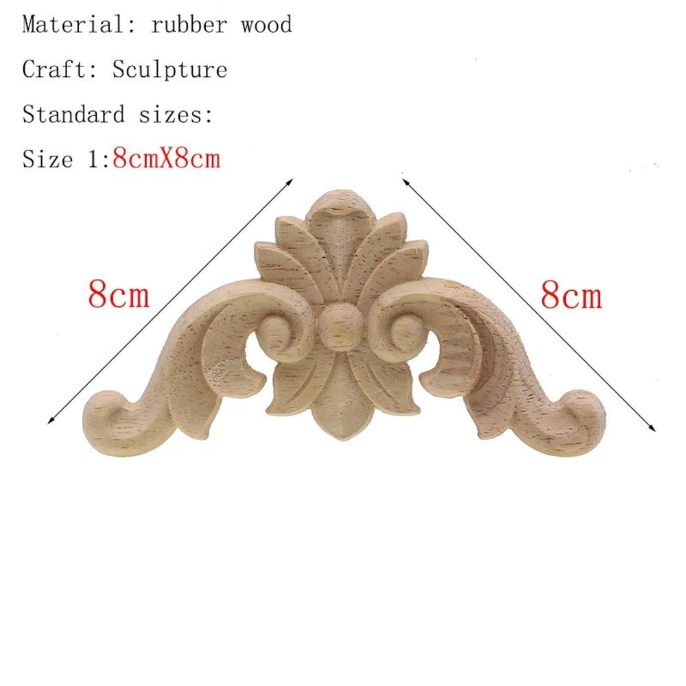 Vintage Floral Wood Carved Appliques Natural Oak Decorative Furniture Wall Trim Ornament 8