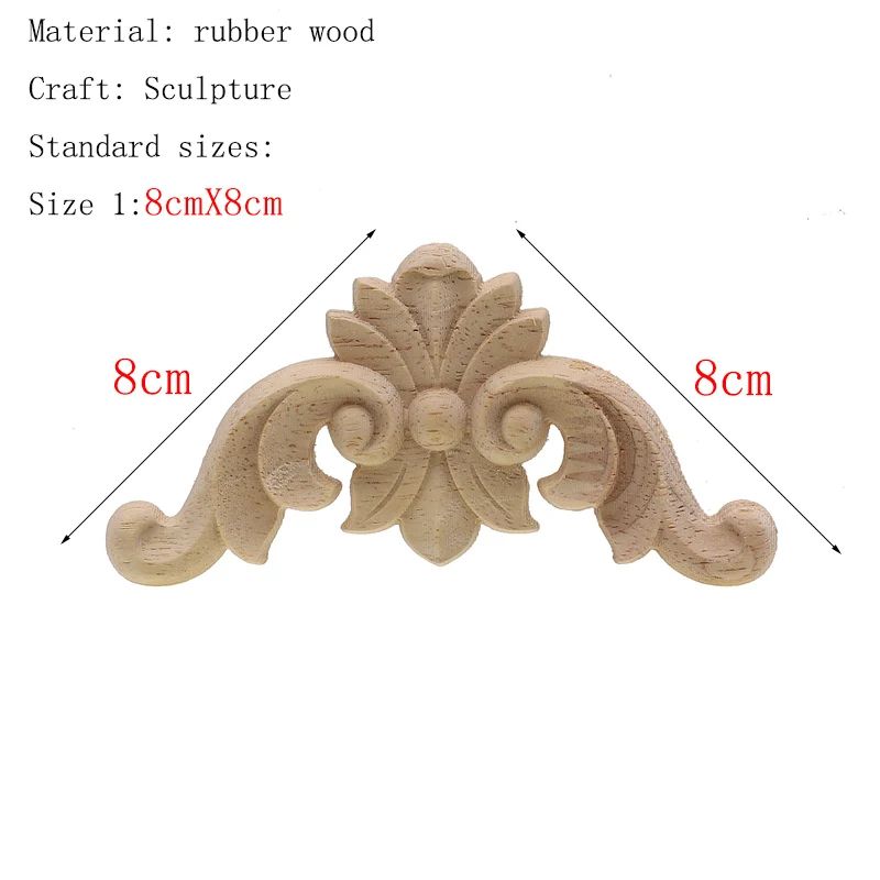 Vintage Floral Wood Carved Appliques Natural Oak Decorative Furniture Wall Trim Ornament 8