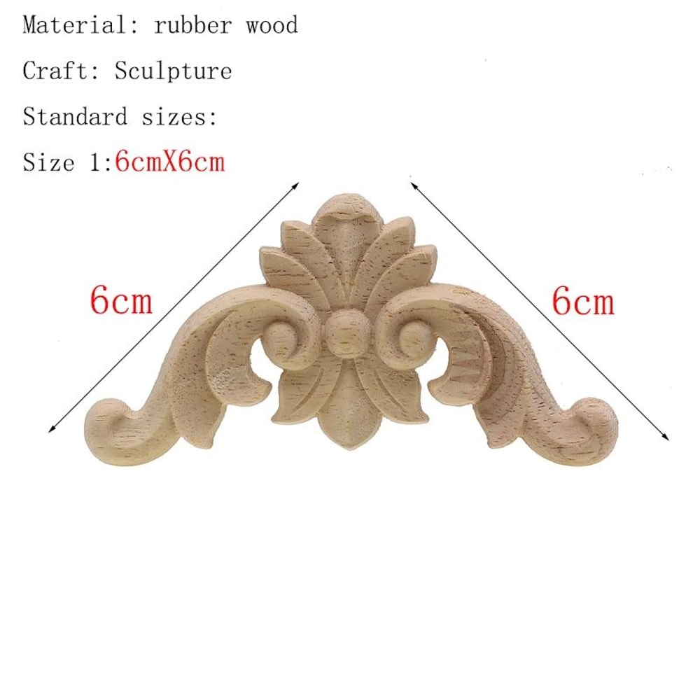 Vintage Floral Wood Carved Appliques Natural Oak Decorative Furniture Wall Trim Ornament 7