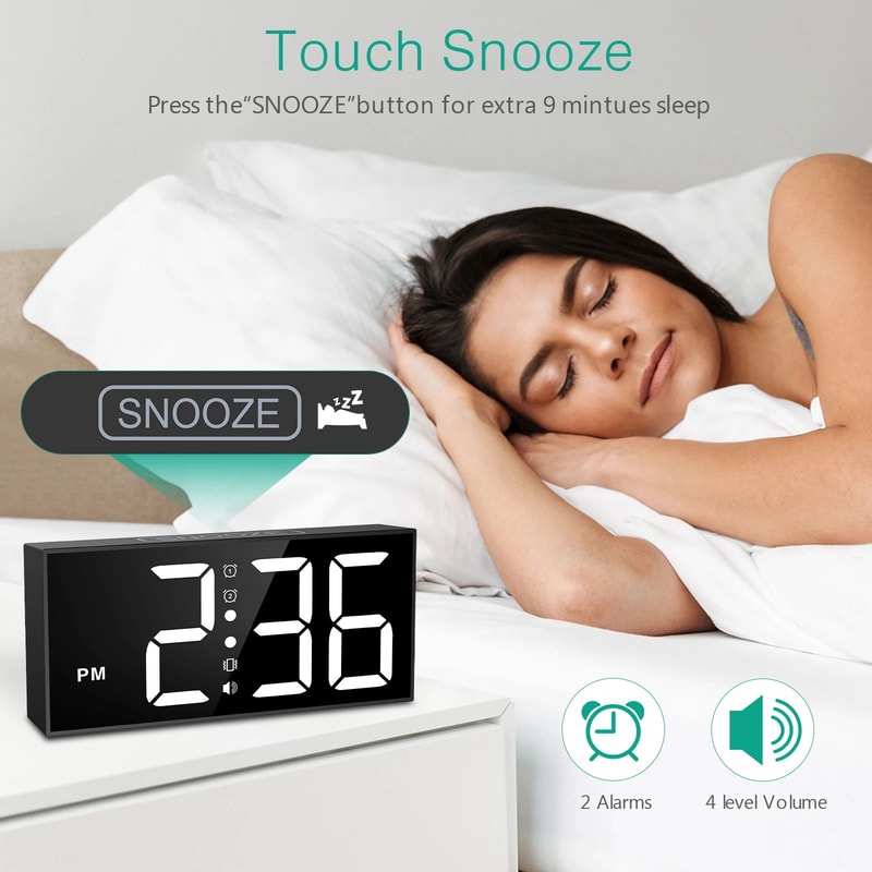 ORIA 75in Vibrating Alarm Clock Loud LED Bed Shaker Clock For Heavy Sleepers Hearing Impaired 0