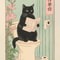 Japanese Tabby Cat Bathtub Canvas Wall Art Japandi Retro Aesthetic Bathroom Poster 13