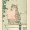 Japanese Tabby Cat Bathtub Canvas Wall Art Japandi Retro Aesthetic Bathroom Poster 14
