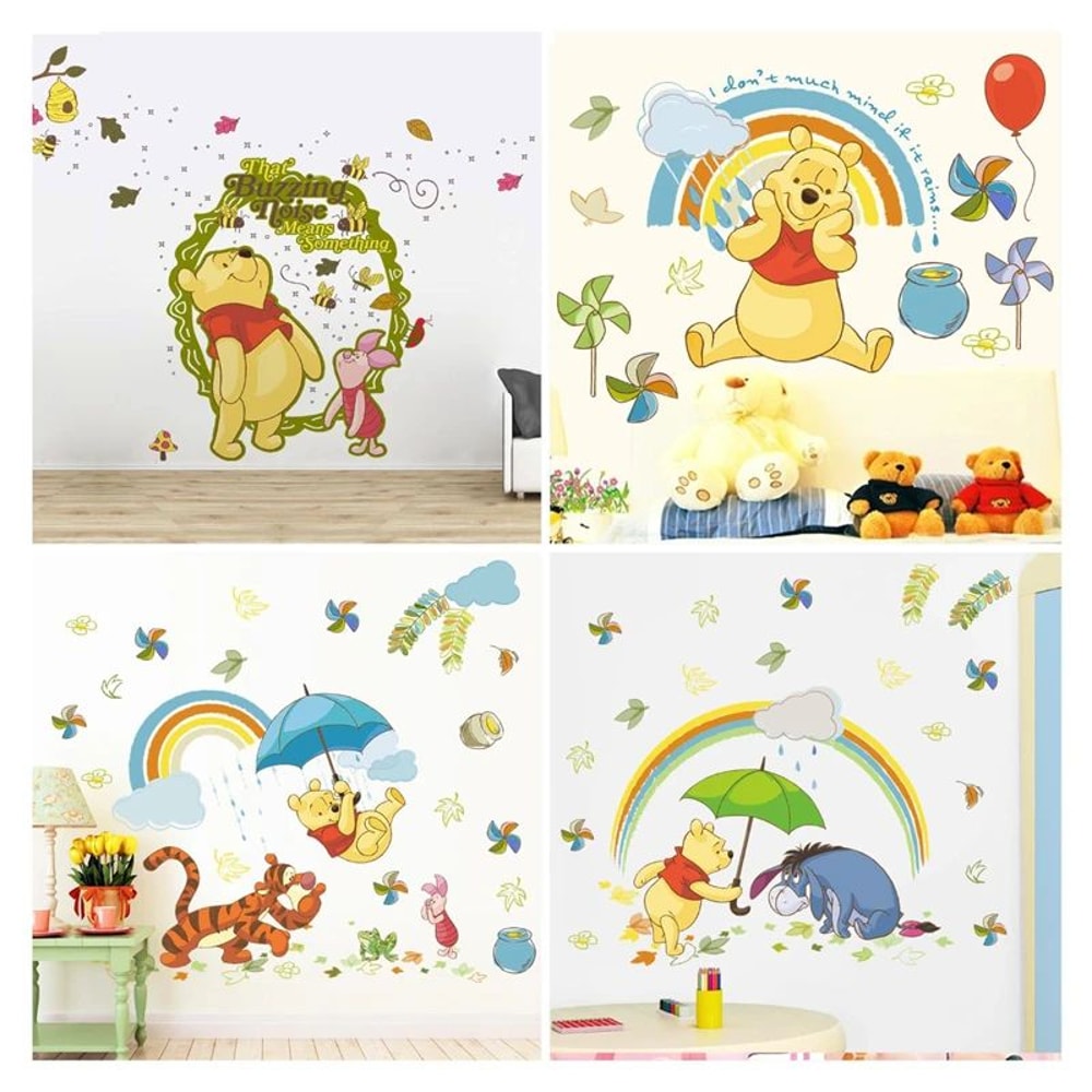 Winnie The Pooh Cartoon Wall Sticker Cute Bear PVC Decal For Kids Room Decor 4