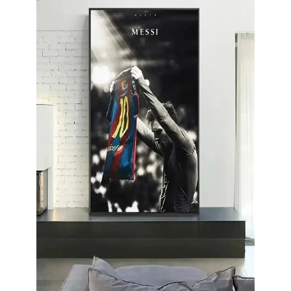 Lionel Messi Vintage Canvas Wall Art HD Football Star Poster For Home Living Room Decor 6